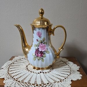 Vintage 24K Gold-Coated Porcelain Bavarian German Teapot